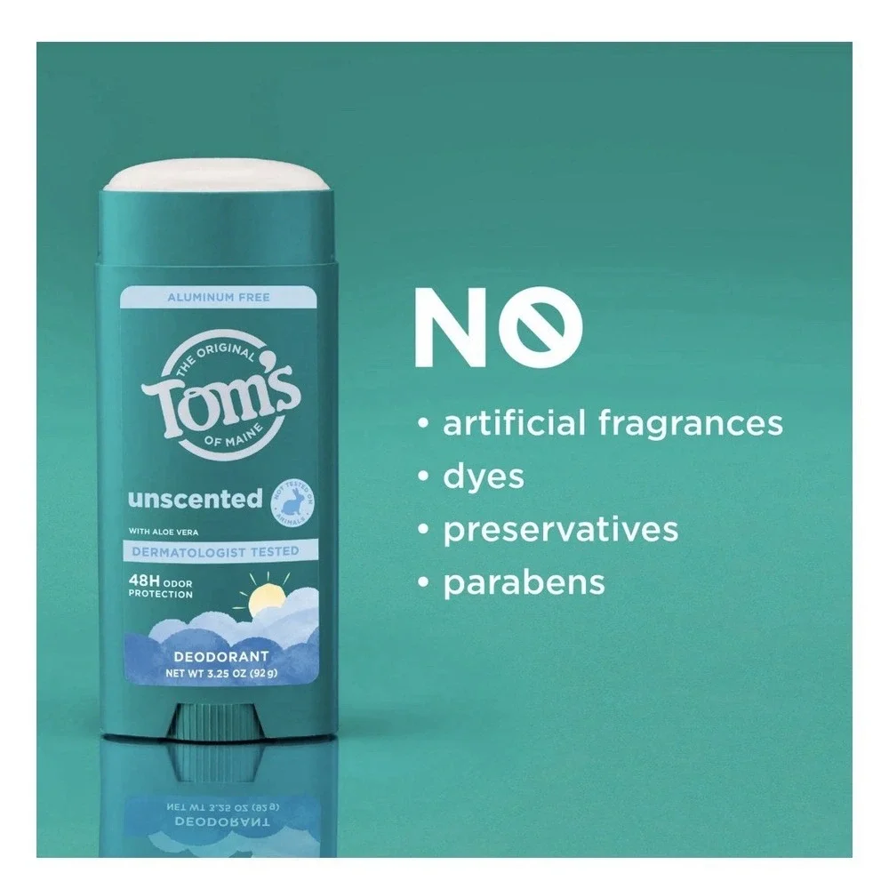 Tom's of Maine Aluminum-Free Natural Deodorant, Unscented, 2-Pack
